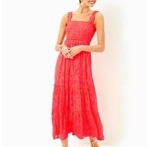 Lilly Pulitzer Women's Talli Maxi Dress Blue Shells Sz M Excellent Condition